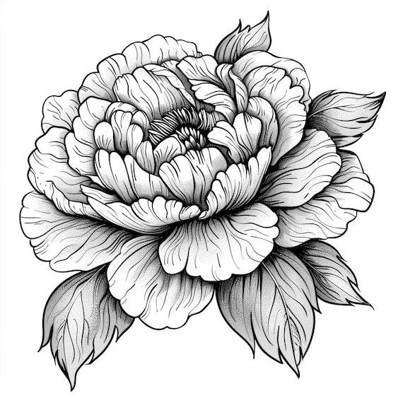 一点物 手描きアート 牡丹 切り絵 モノクロ 一点物 手描きアート 牡丹 切り絵 モノクロ 牡丹 SVG、牡丹 DXF、牡丹