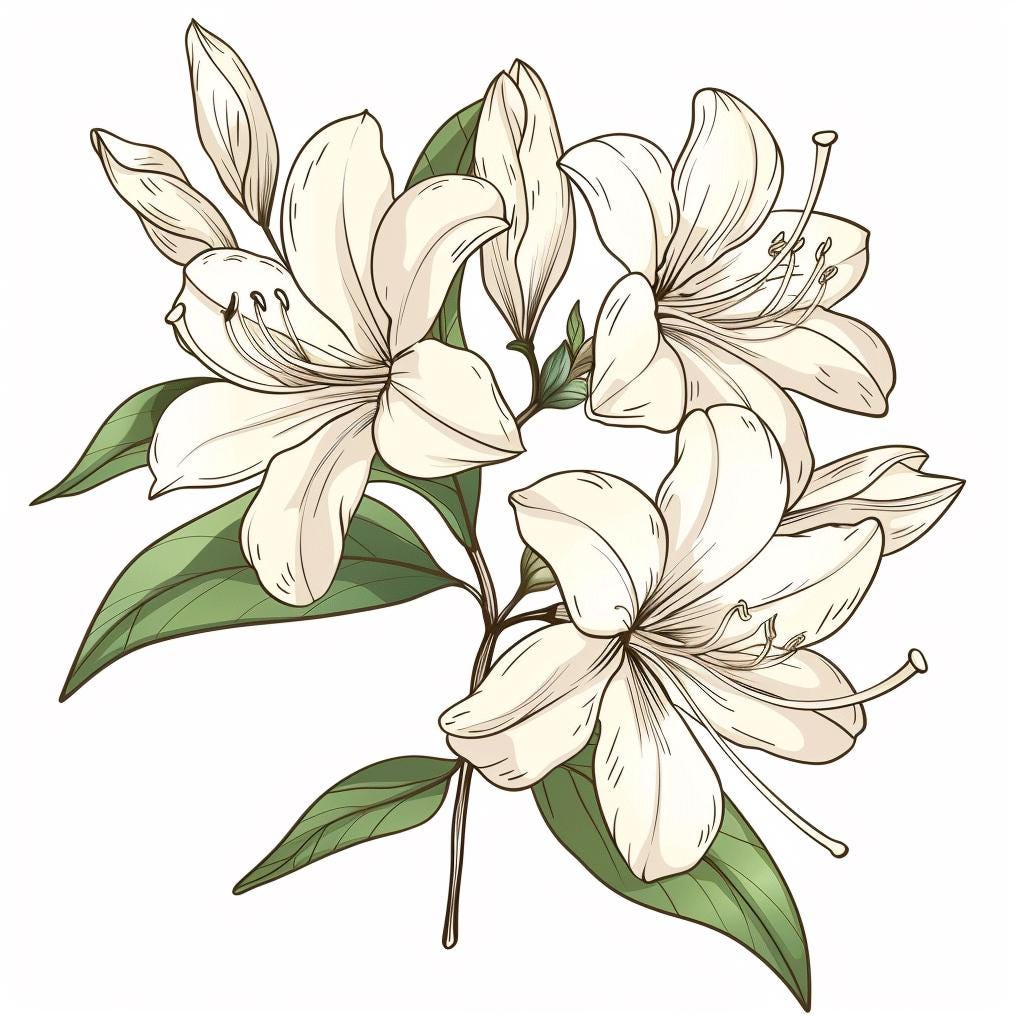 Azaleas Blooms Line Art Color Bundle 2 45 Digital Ai Line Art PNG-SVG ...