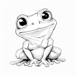 Rana Cartoon Line Art Bianco e Nero Bundle 1 50 Digital Line Art Ai PNG SVG