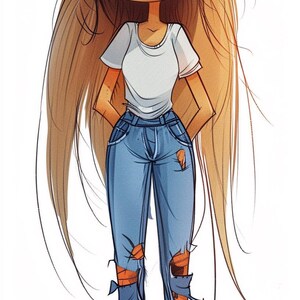 Student Groovy Alice Cartoon Line art illustration Color Bundle 3 36 Digital Line Art Ai Svg-Png