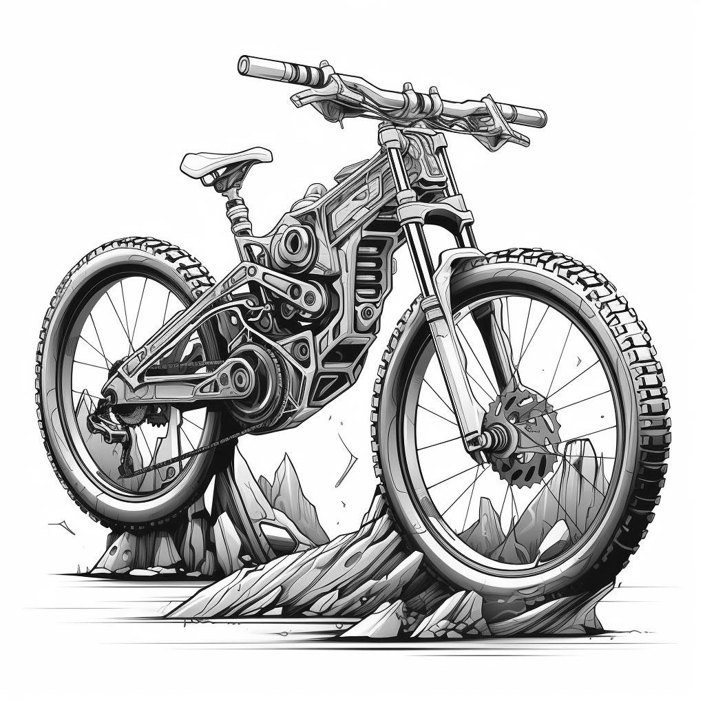 Mountain Bike Steampunk Black and White Line Art Bundle 1 48