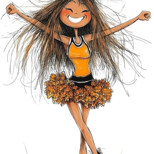 Cheerleader Character Cartoons Line Art Color  Bundle 2   54  Digital Line Art Ai  Svg-Png