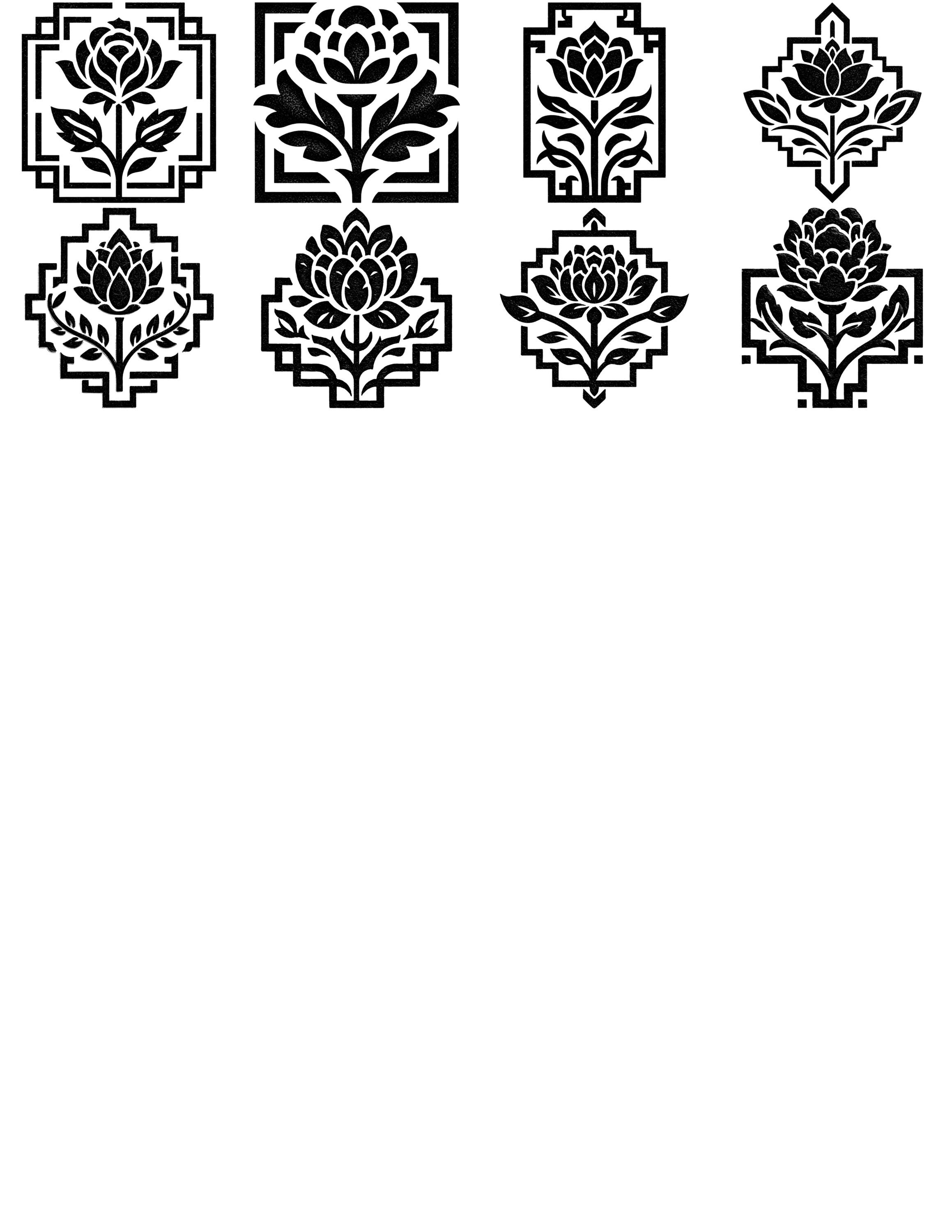 Rose Blossoms Byzantine Style Black/white Line Art Bundle 1 55 Digital ...