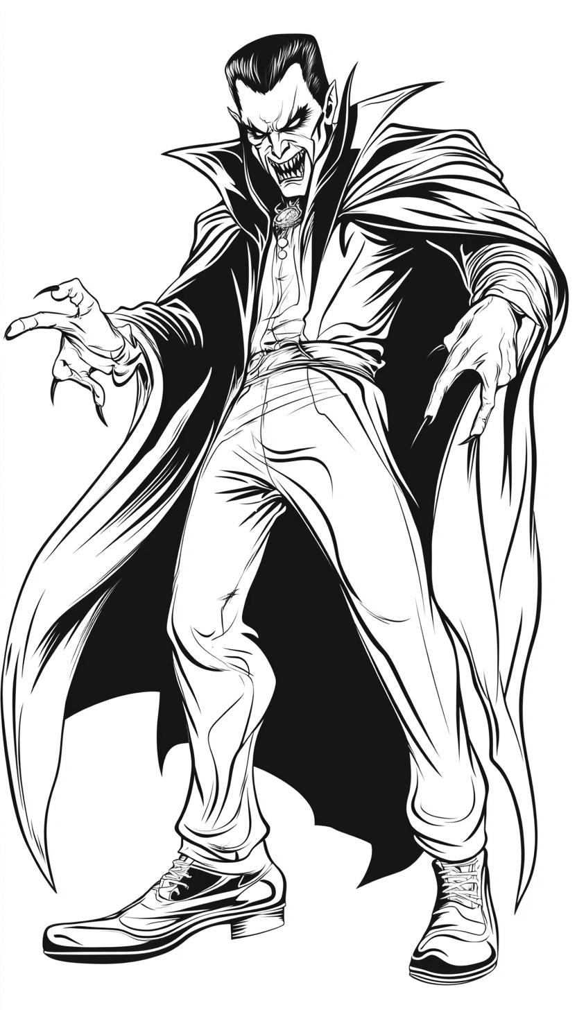 Dracula Cartoon Line Art Illustration  Black and White  Bundle 2  48 Digital Ai Line Art PNG-SVG (Digital Download)
