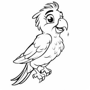 Papagei-Karikaturillustrations-Bündel 2 64 Digital Ai Line Art PNG-SVG (Digitaler Download)