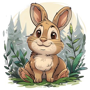 Rabbit-Forrest Cartoon Color Bundle 1   26  Digital Line Art AI  PNG SVG