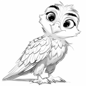 Ilustracja z kreskówki Hawk Czarno-biały pakiet 2 60 Cyfrowa grafika liniowa Ai PNG SVG