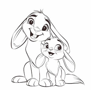 Rabbit and Bunny Cartoon Line Art Bundle 2     42  Digital Line Art Ai  PNG SVG