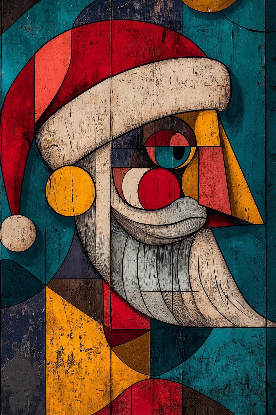 Santa Abstract Line Santa Abstract Modern Line Art Illustration Color Bundle 2 10 Digital ...