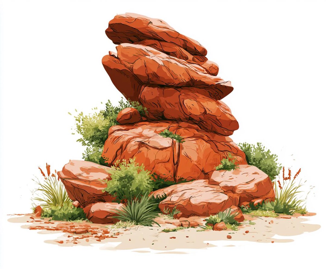 Line Of Rocks Cartoon Rocks and Boulders Cartoon Line Art Illustrations Color Bundle 1 46 ...