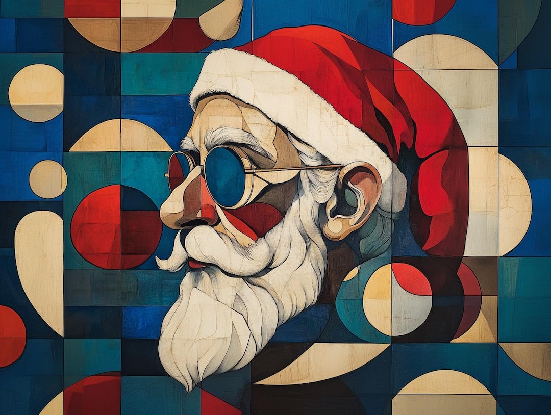 Santa Abstract Line Santa Abstract Modern Line Art Illustration Color Bundle 4 18 Digital ...