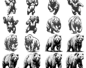クマのイラスト集 1 60点のデジタルAI線画 PNG-SVG（デジタル