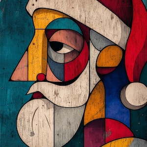 Santa Abstract Line Santa Abstract Modern Line Art Illustration Color Bundle 1 10 Digital ...