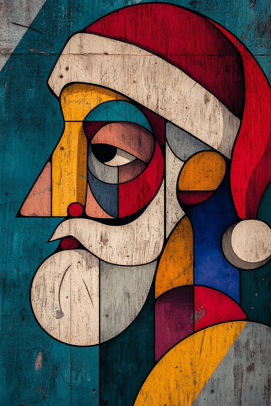 Santa Abstract Line Santa Abstract Modern Line Art Illustration Color Bundle 1 10 Digital ...