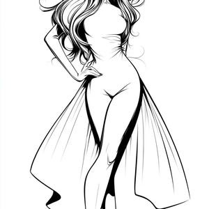 Witch Lovely Cartoon Line art illustration  Black and White  Bundle 4   72 Digital Ai Line Art  Svg-Png