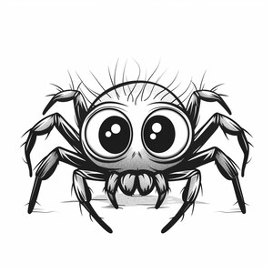 Spider Cartoons Black and White  Bundle 1   48  Digital Line Art Ai  Svg-Png