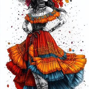 Ragazza latinoamericana vintage celebrazione cartone animato illustrazione linea arte colore pacchetto 1 15 linea arte digitale Ai Svg-Png