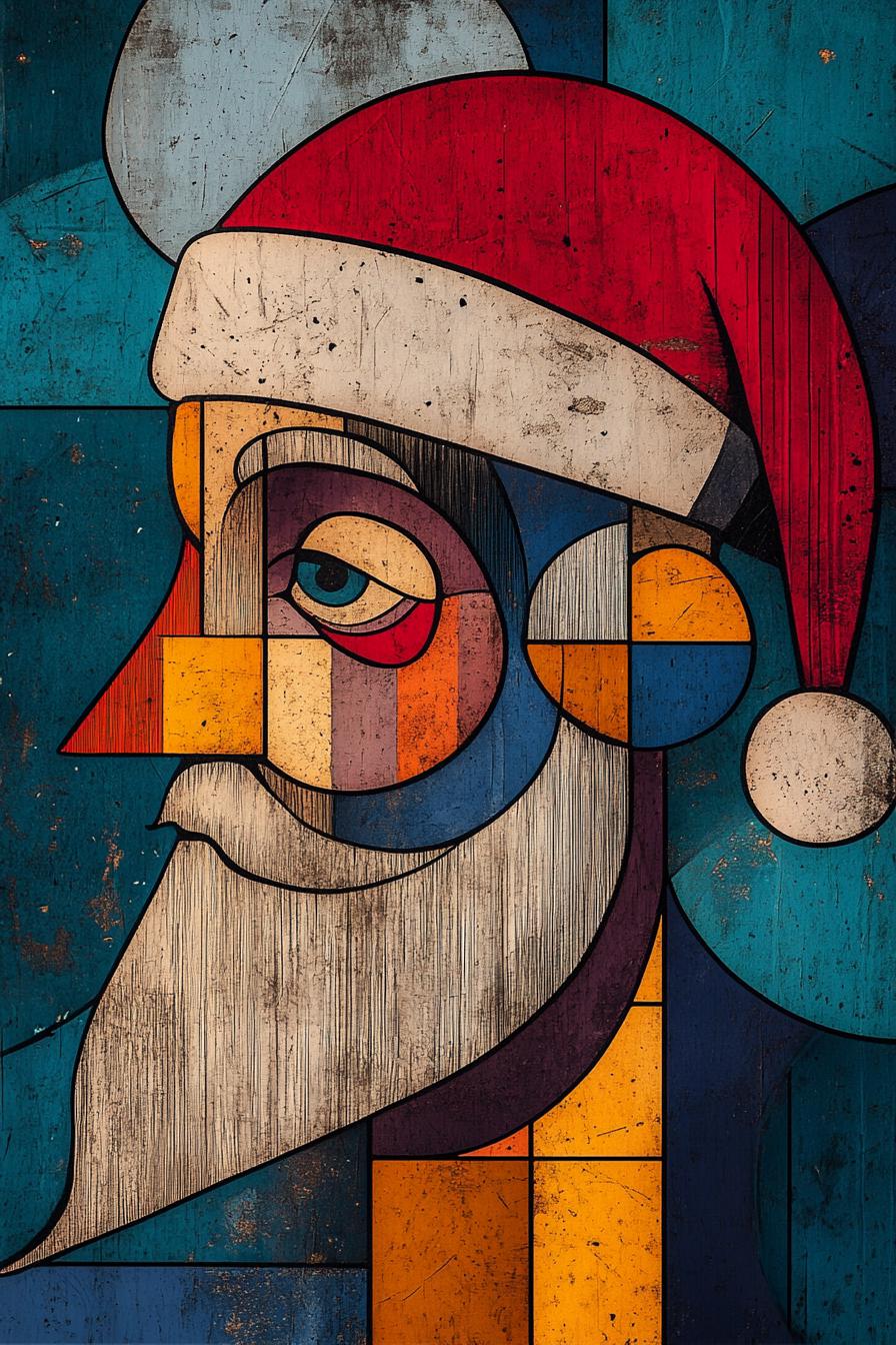 Santa Abstract Line Santa Abstract Modern Line Art Illustration Color Bundle 2 10 Digital ...
