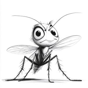 Mosquito Cartoons Black and White  Bundle 2   45  Digital Line Art Ai  Svg-Png