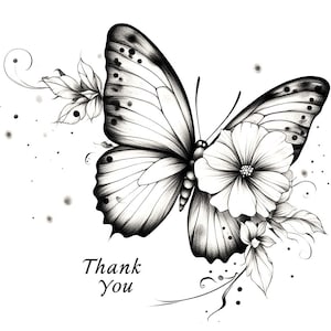 Vlinder en bloemen bedankt lijntekeningenbundel 1 42 Digital Line Art Ai PNG SVG