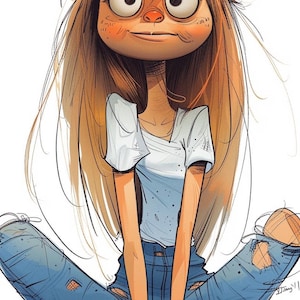 Ilustracja linii sztuki kreskówkowej Student Groovy Alice Color Bundle 2 36 Digital Line Art Ai Svg-Png