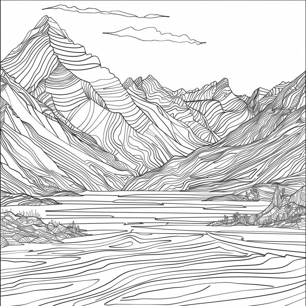 山の幾何学模様 - 黒/白の線画バンドル 1 36 デジタル AI 線画 PNG-SVG