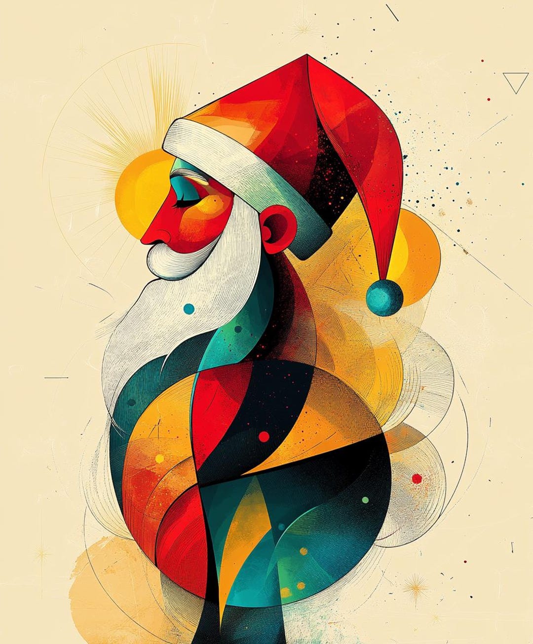 Santa Abstract Line Santa Abstract Modern Line Art Illustration Color Bundle 3 16 Digital ...