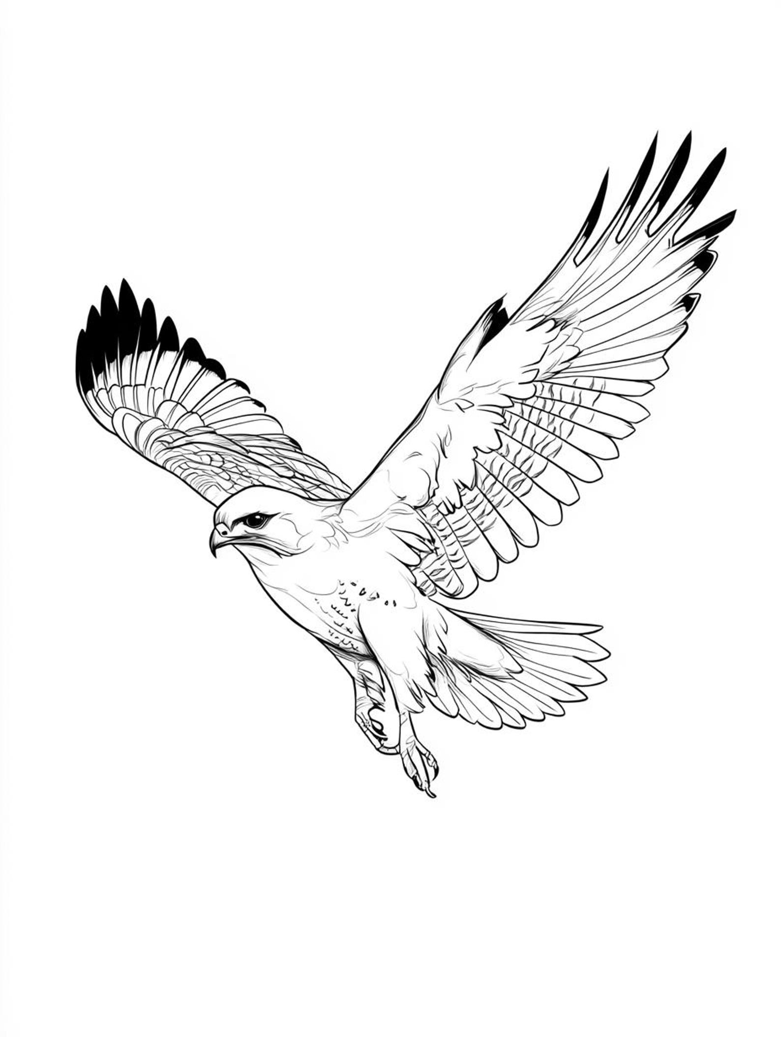 Simple Line Drawing Hawk Hawk Line Art Illustration Black and White Bundle 2 35 Digital Ai Line ...