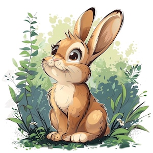 Rabbit-Forrest Cartoon Color Bundle 4  24  Digital Line Art AI  PNG SVG