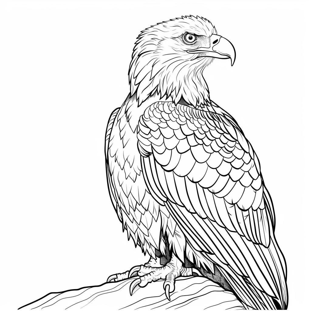 Eagle Bald Realistic Line Art Illustration Black and White Bundle 2 43 ...
