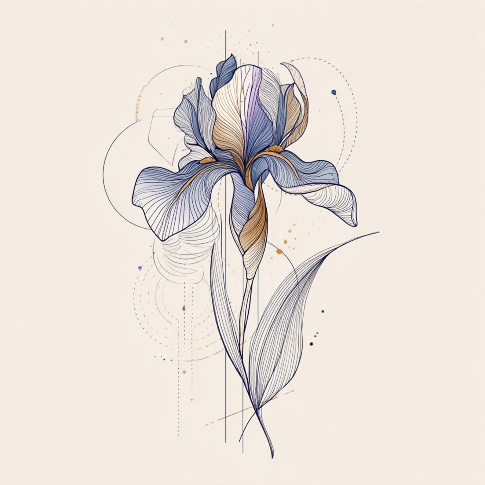Iris Bloom Abstract Line Art Color Bundle 1 24 Digital Ai Line Art PNG ...