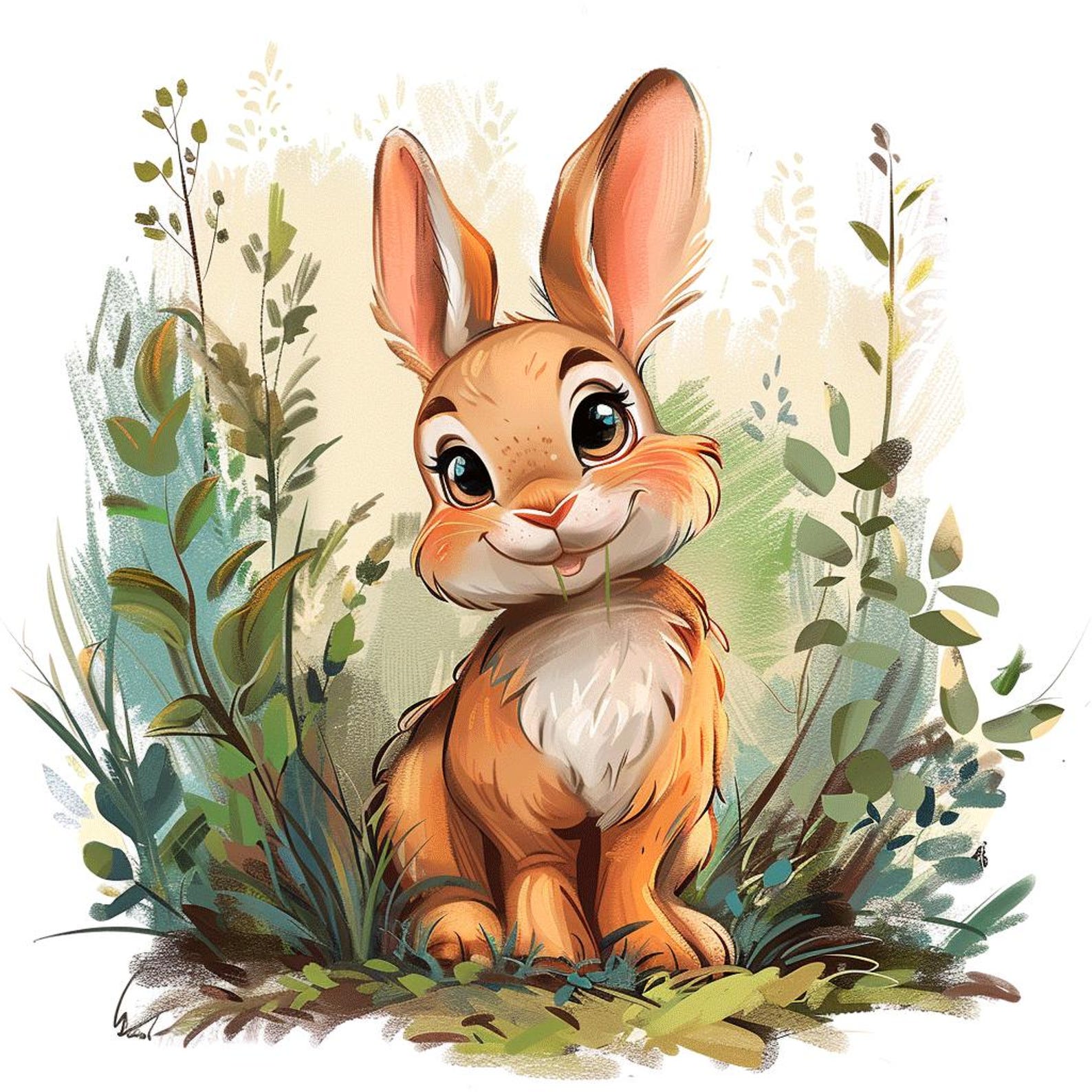Rabbit-forrest Cartoon Color Bundle 1 26 Digital Line Art AI PNG SVG ...