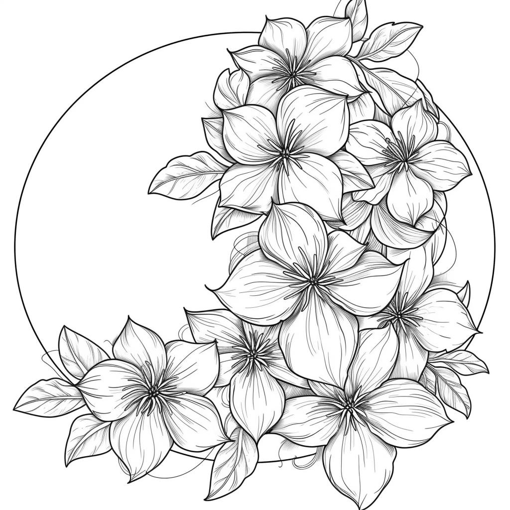 クレマチスの花 白黒線画バンドル 1 40 デジタル Ai 線画 PNG-SVG