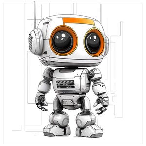 Robots Cartoon Bundle 1  60 Digital Line Art AI  PNG-SVG  (Digital Download)