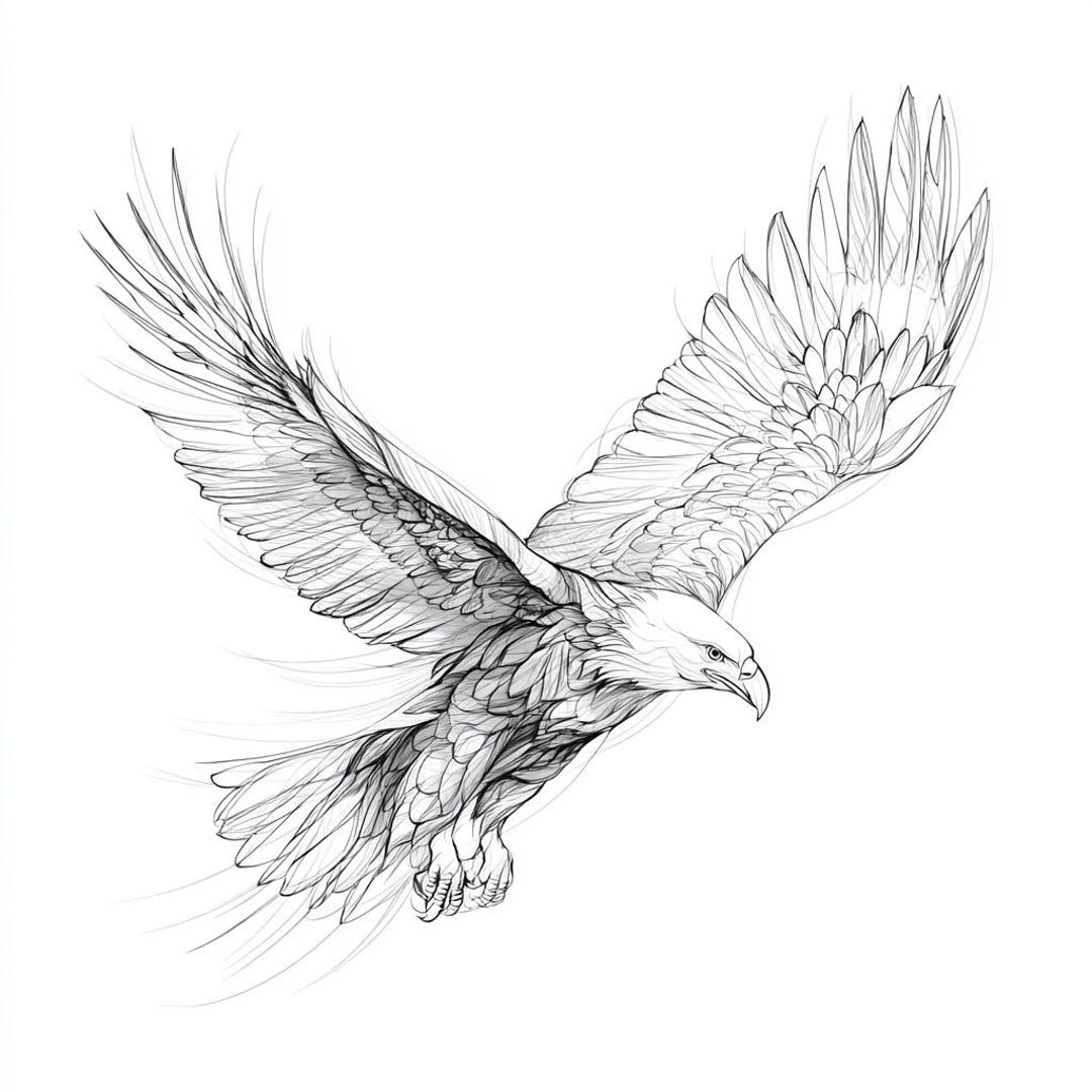 Eagle Line Art Black and White Bundle 1 32 Digital Ai Line Art PNG-SVG ...