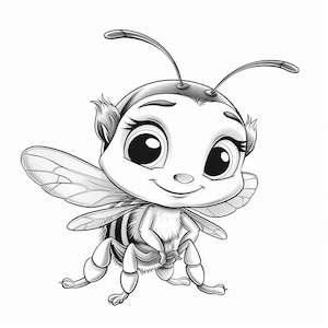 Bees Honey Cartoon Black and White  Bundle 1   41  Digital Line Art Ai  Svg-Png