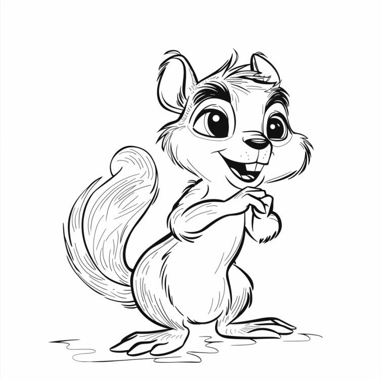Cartoon Chipmunk Black and White Bundle 2 96 Digital Line Art Ai Svg ...