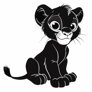 Pantera caricatura en blanco y negro paquete 1 115 arte lineal digital Ai PNG SVG