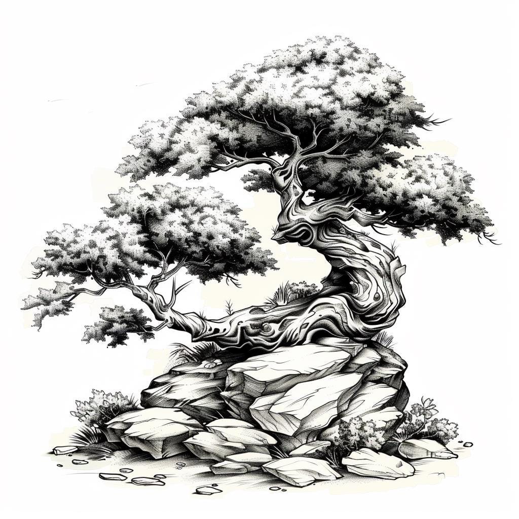 Trees Ancient Line Art  Black and White Bundle 2      24  Digital Ai Line Art  SVG PNG