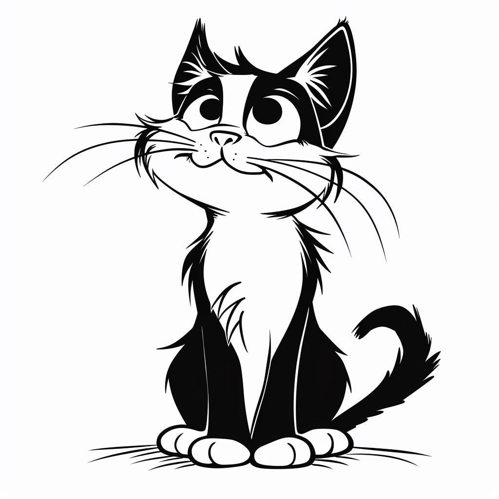 Kätzchen Cartoon Schwarz Weiß Bundle 4 96 Digital Ai Line Art PNG-SVG  (Digitaler Download) - Etsy Schweiz, image size:1024x1024