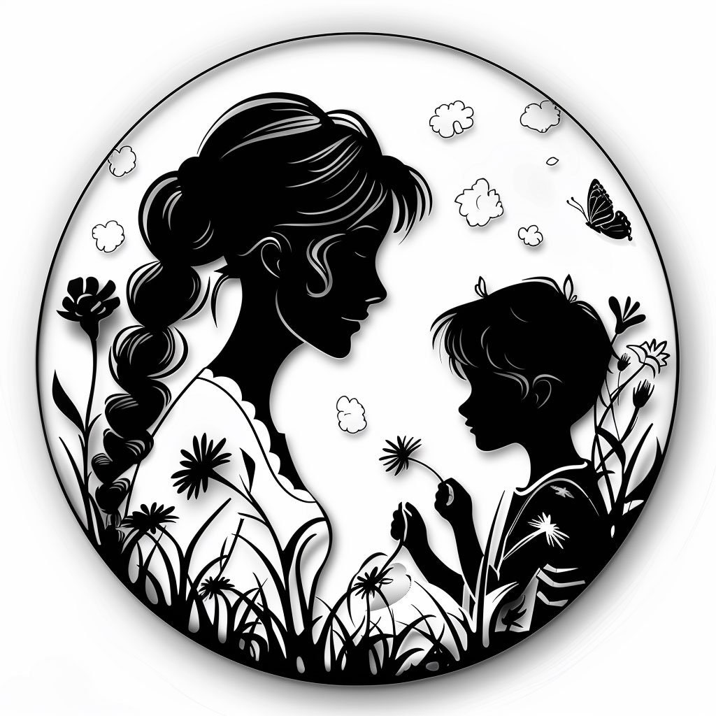 Moederdag moeder-kind silhouetbundel1 48 Digital Ai Line Art PNG-SVG  (digitale download) - Etsy België, image size:1024x1024