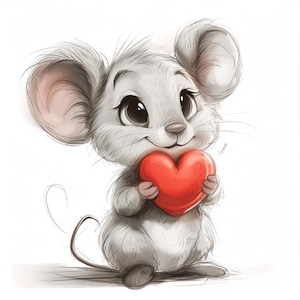 Mouse Grey Line Art  Color/Black and White Bundle 3   40  Digital Ai Line Art PNG-SVG (Digital Download)