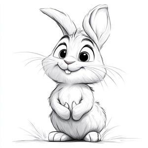 Hase Cartoon Line Art Schwarzweiß-Bundle 1 50 Digital Line Art Ai SVG