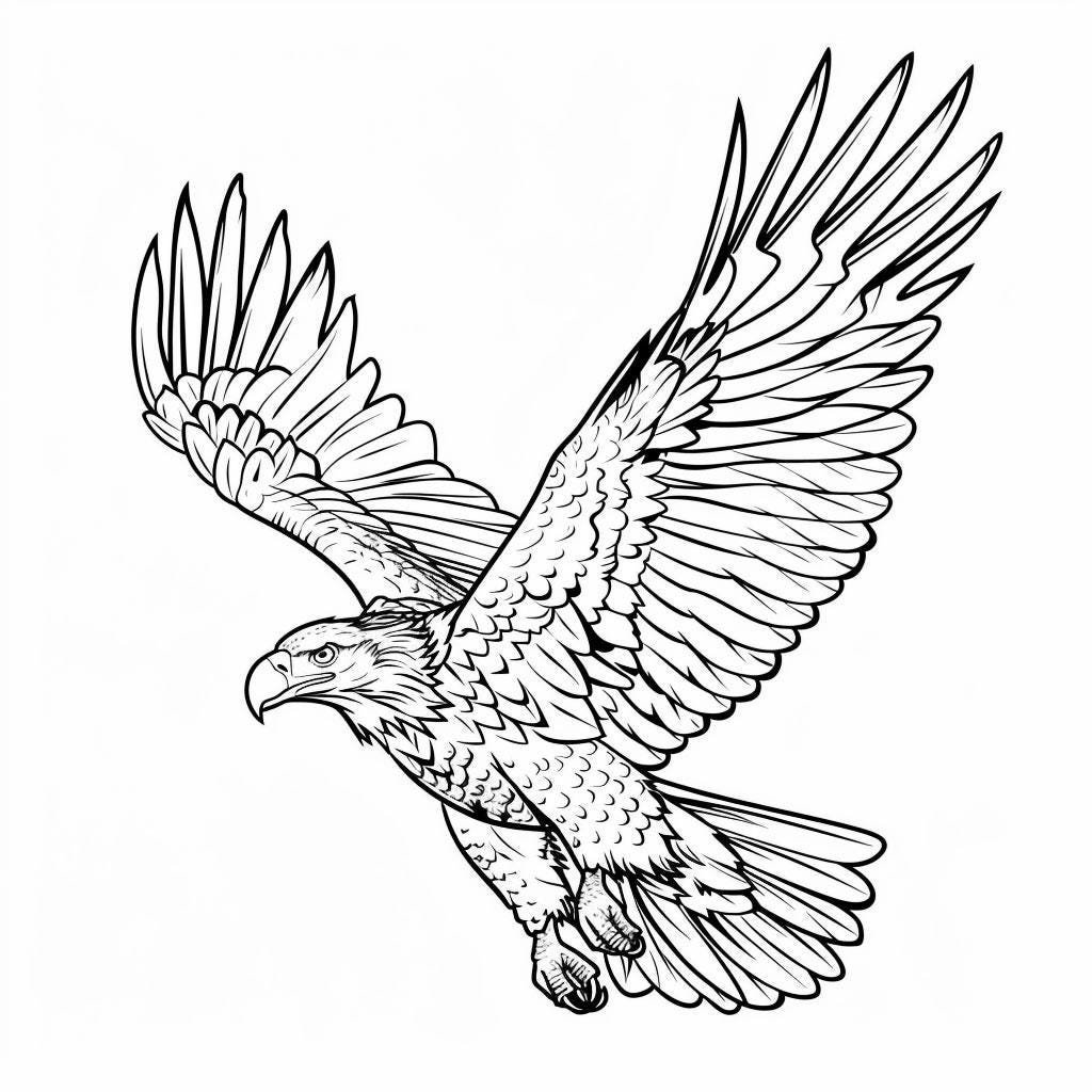Eagle Bald Realistic Line Art Illustration Black and White Bundle 2 43 ...