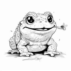 Cartone animato rospo cornuto in bianco e nero Bundle 1 66 Digital Line Art Ai PNG SVG