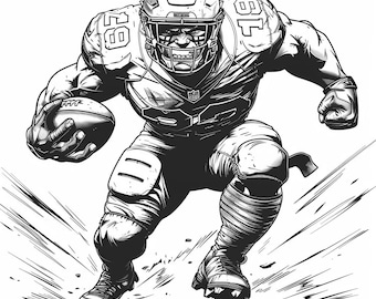 Football Character Cartoon Line Art Black and White  Bundle 1   86  Digital Ai Line Art PNG-SVG (Digital Download)