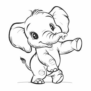 Elephant Dancing Cartoon Bundle 1.     96+  Digital Line Art Ai  PNG SVG