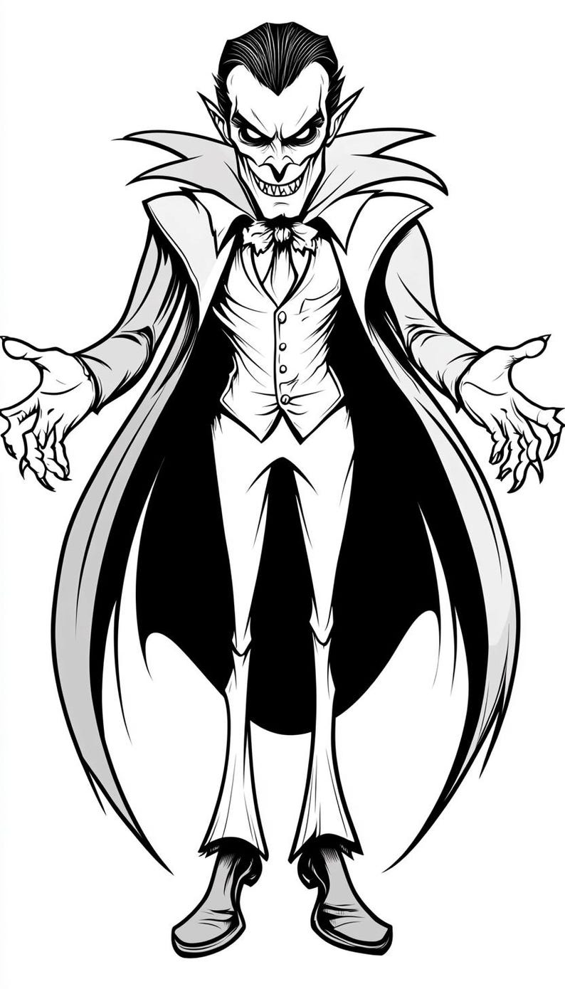 Dracula Cartoon Line Art Illustration Black and White Bundle 1 54 ...