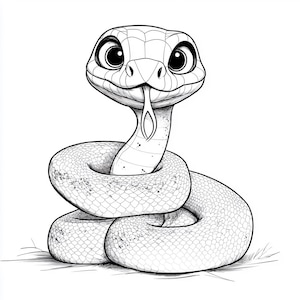 Paquete de 3 dibujos animados de serpientes en blanco y negro, 40 líneas digitales, arte Ai Svg-Png