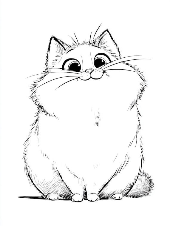 猫/子猫の全身図漫画線画白黒バンドル 1 28 デジタル Ai 線画 PNG-SVG